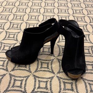 Pedro Garcia Black Platform Peep-Toe Shoes 37.5